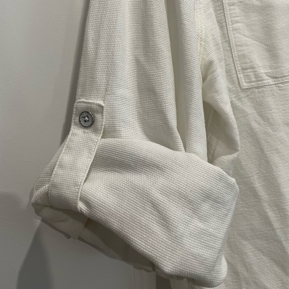 Calvin Klein body fit L white waffle LS button down shirt - Picture 4 of 6